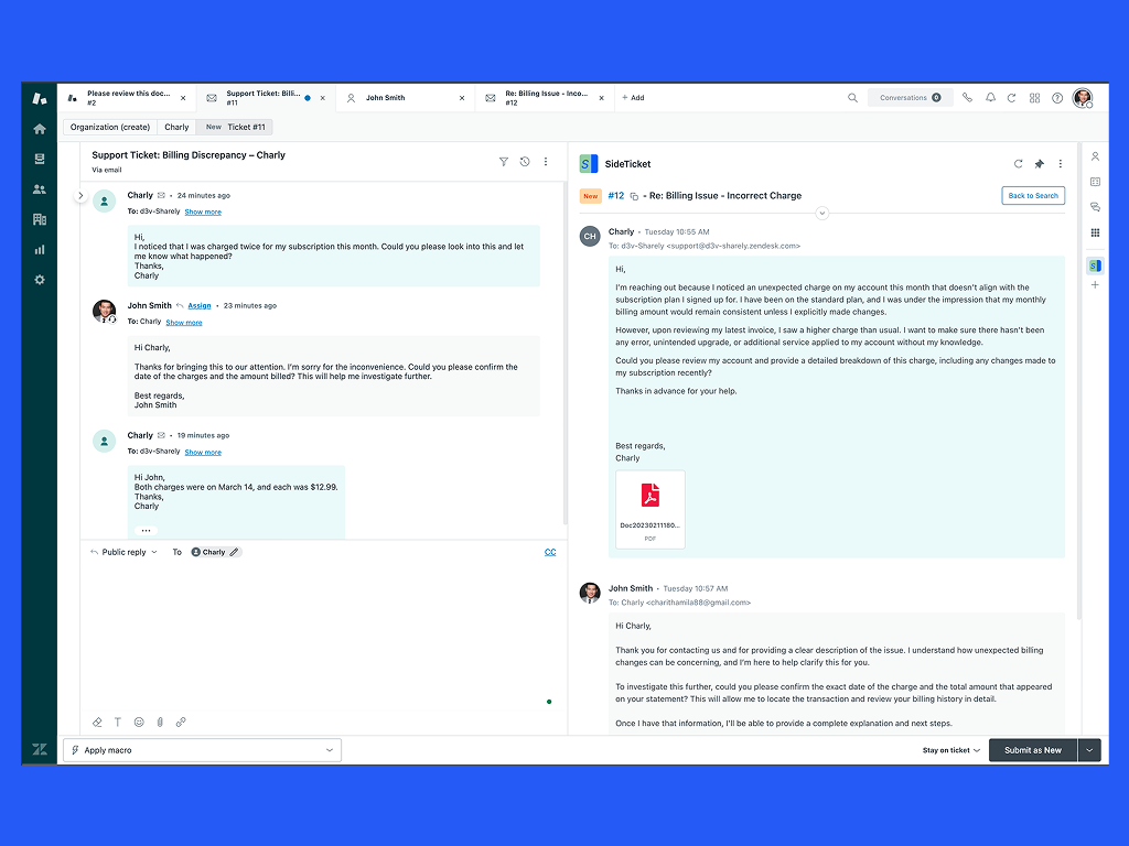 SideTicket primary marketing image — Agent Productivity app on the Zendesk Marketplace